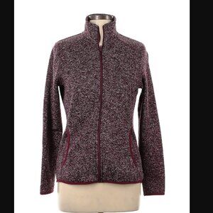 Eddie Bauer Radiator Sweater Fleece Full Zip Mock Neck Jacket, Large, Maroon